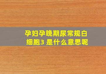 孕妇孕晚期尿常规白细胞3 是什么意思呢